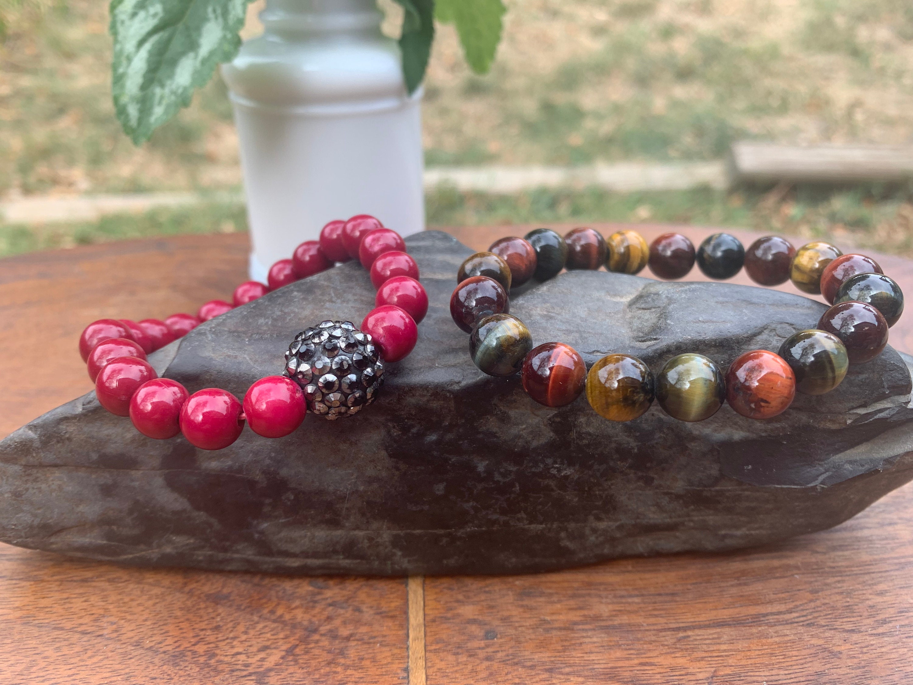 Vintage Wood Beaded Bracelets - Etsy