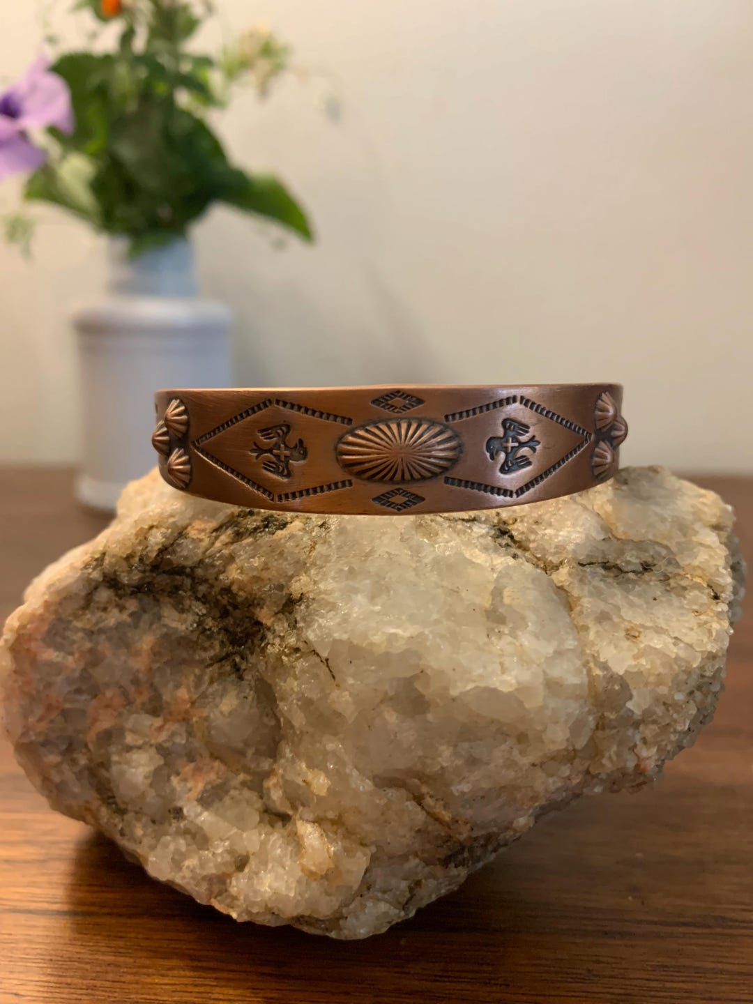 Vintage Native American Thunderbird Copper Cuff. Please Read