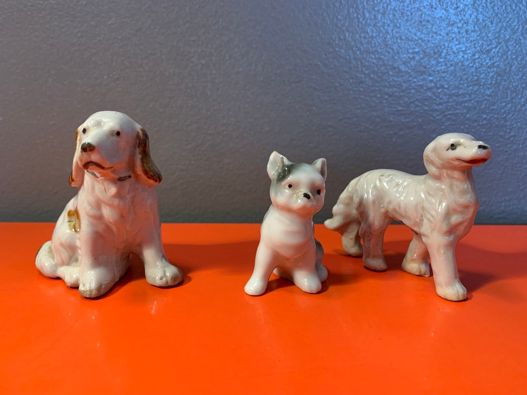 Vintage Porcelain Dog Figurines Made in Japan Etsy