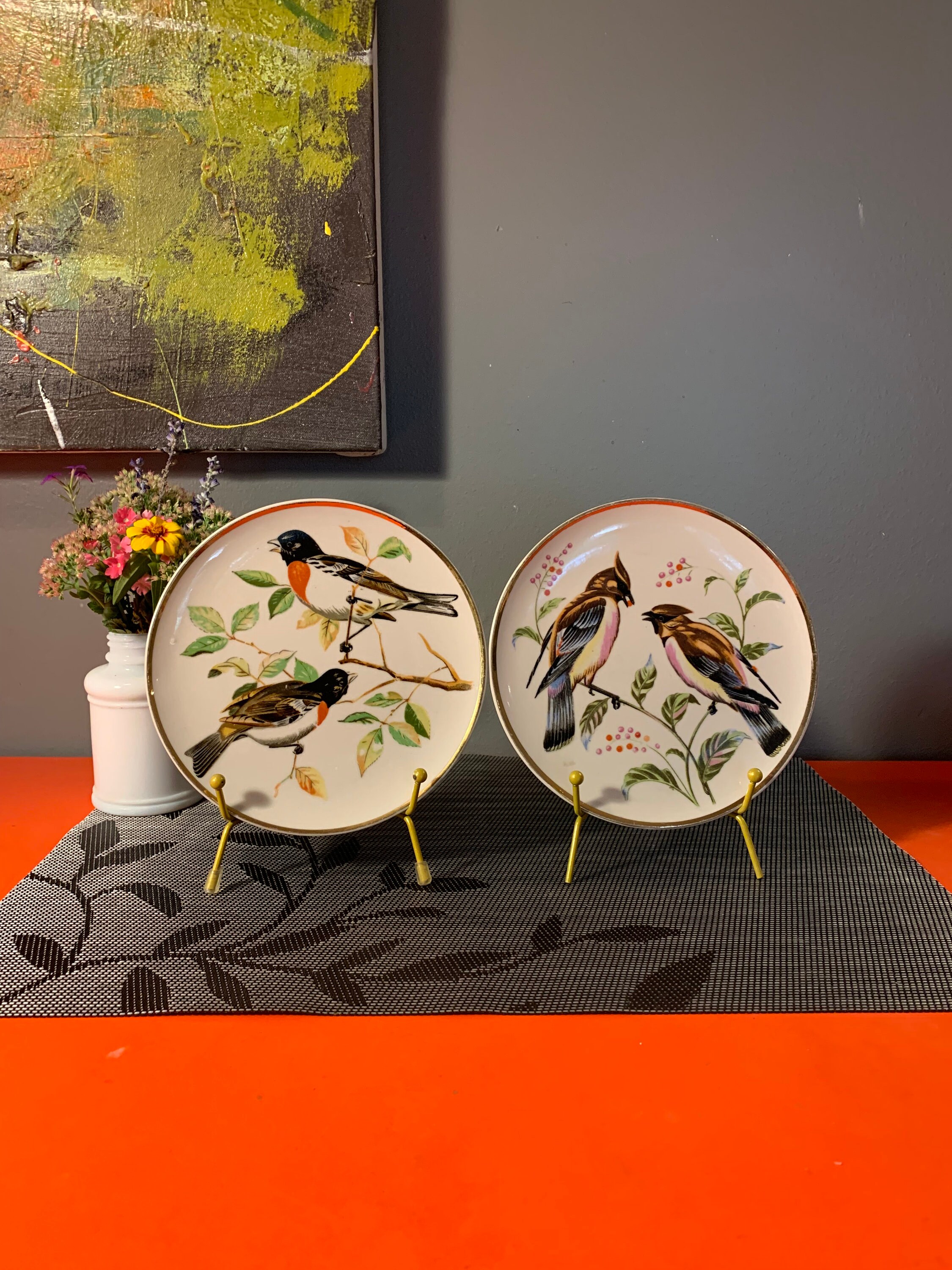 Vintage Ceramic Wall Hanging Bird Collectible Platesmade in Etsy