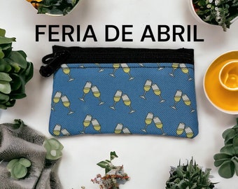 Monedero y tarjetero hecho a mano, FERIA DE ABRIL, portamonedas artesanal con cremallera, carteras