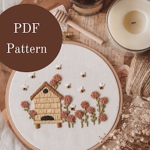 Hand Embroidery Pattern - Bee Embroidery Pattern - Hand Embroidery Designs -Embroidery Pattern -PDF Pattern -Modern Hand Embroidery Patterns