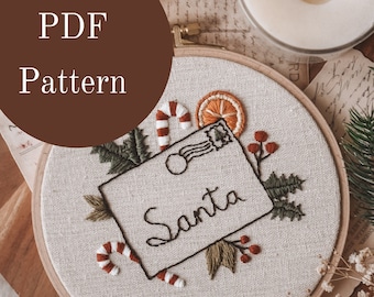 Embroidery Pattern -Modern Hand Embroidery Patterns -Christmas Embroidery Hoop -Christmas Embroidery Design -Embroidered Christmas Ornaments