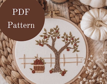 Hand Embroidery Pattern - Apple Embroidery Pattern - Autumn Embroidery Pattern - Harvest Embroidery Pattern -Modern Hand Embroidery Patterns