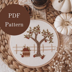 Hand Embroidery Pattern - Apple Embroidery Pattern - Autumn Embroidery Pattern - Harvest Embroidery Pattern -Modern Hand Embroidery Patterns