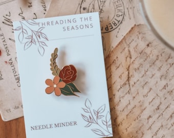 Magnetic Needle Less - Needle Less - Cottagecore Artwork - Embroidery Accessory - Enamel Needle Less - Flower Pin - Needle Keeper