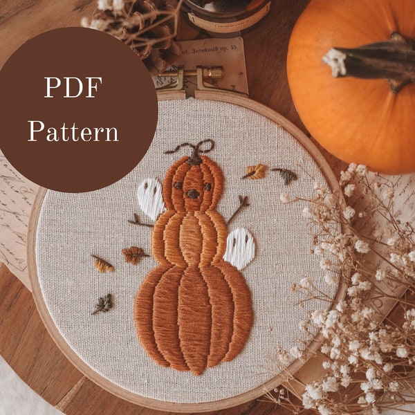 Hand Embroidery Pattern - Pumpkin Embroidery - Autumn Embroidery Pattern - Halloween Embroidery Pattern - Modern Hand Embroidery Patterns