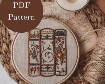 Embroidery Pattern - Hand Embroidery Pattern - Book Embroidery - Bookish Embroidery - DIY Embroidery Hoop - Beginner Embroidery Pattern