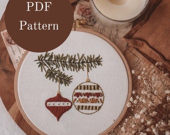 Embroidery Pattern - Christmas Tree Ornaments - Christmas Embroidery - Christmas Tree - DIY Embroidery Hoop - Beginner Embroidery Pattern