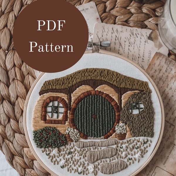 Embroidery Pattern - Hand Embroidery Pattern - Hobbit Embroidery - Shire - Lord of the Rings - DIY Embroidery Hoop - Beginner Embroidery