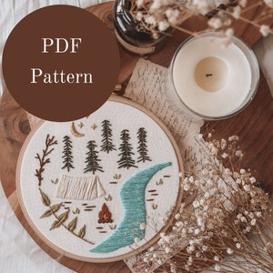 Embroidery Pattern - Hand Embroidery Pattern - Camping Embroidery - Summer Embroidery - DIY Embroidery Hoop - Beginner Embroidery Pattern