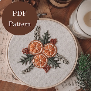 Stickmuster - Handstickmuster - Winterstickerei - Weihnachtsstickerei - DIY Stickrahmen - Stickmuster für Anfänger