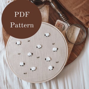 Embroidery Pattern - Hand Embroidery Pattern - Sheep Embroidery - Animal - Spring Embroidery - DIY Embroidery Hoop - Beginner Embroidery