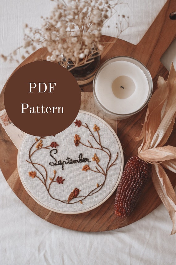 Embroidery Pattern Hand Embroidery Pattern Wreath Etsy