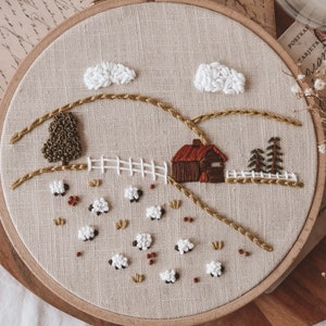Embroidery Pattern Hand Embroidery Pattern Sheep Embroidery Animal Spring Embroidery DIY Embroidery Hoop Beginner Embroidery image 2