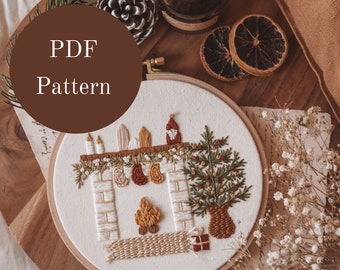 Embroidery Pattern -Modern Hand Embroidery Patterns -Christmas Embroidery Hoop -Christmas Embroidery Design -Embroidered Christmas Ornaments