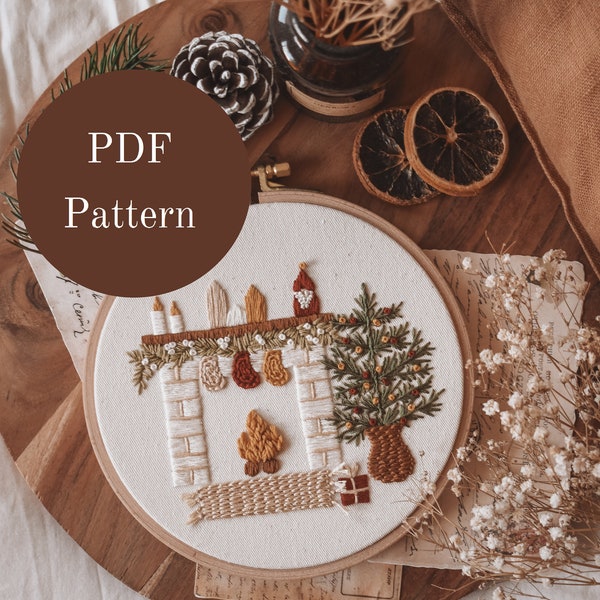 Embroidery Pattern -Modern Hand Embroidery Patterns -Christmas Embroidery Hoop -Christmas Embroidery Design -Embroidered Christmas Ornaments