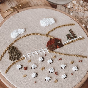 Embroidery Pattern Hand Embroidery Pattern Sheep Embroidery Animal Spring Embroidery DIY Embroidery Hoop Beginner Embroidery image 3