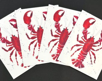 LOBSTER | Watercolor Note Cards by Holly Maxwell