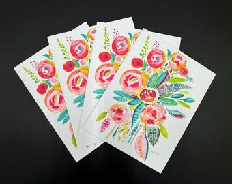 LURID FLORAL | Watercolor Floral Note Cards by Holly Maxwell