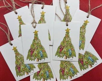 MERRY SEA PALM | Watercolor Christmas Gift Tags by Holly Maxwell