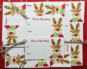 REINDEER BRIGHT | Watercolor Christmas Gift Tags by Holly Maxwell