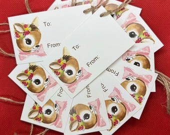 VINTAGE FAWN | Watercolor Christmas Gift Tags by Holly Maxwell