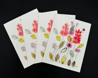 WHIMSY WISH | Watercolor Floral Note Cards by Holly Maxwell