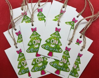 GROOVY YULE TREE | Watercolor Christmas Gift Tags by Holly Maxwell