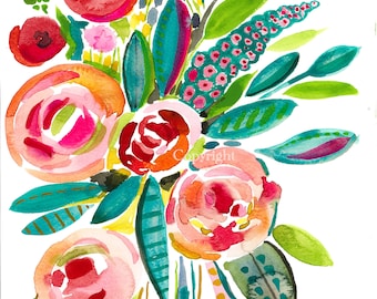 LURID FLORAL | Watercolor Print | Giclee Fine Art Print by Holly Maxwell