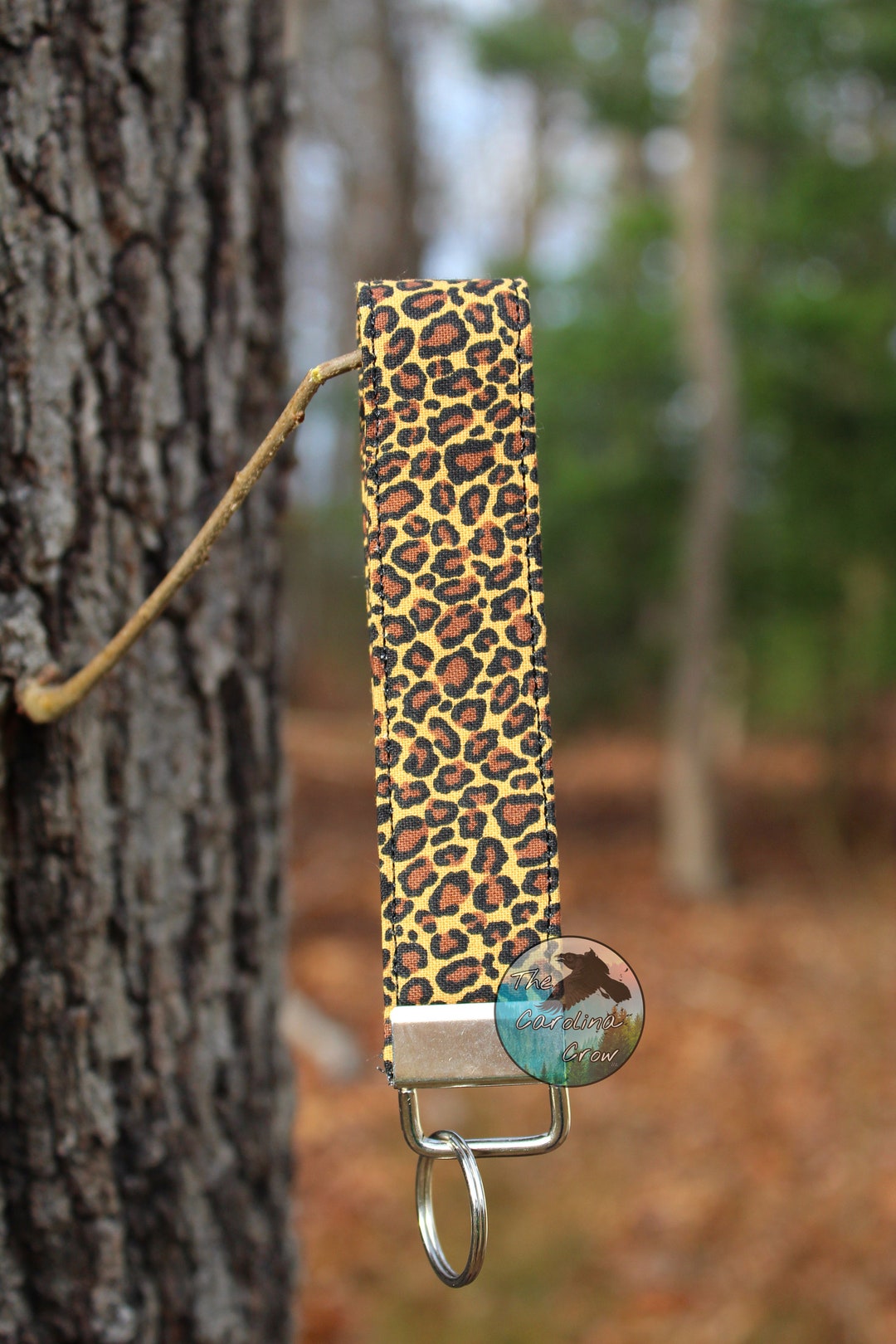 Cheetah Print Wristlet Hand Sewn Fabric Keychain Key Fob Key Holder ...