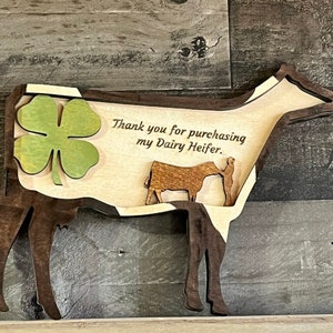 Show Dairy Heifer Steer Custom Thank You Gift, Sponsor, Buyer, 4H, County Fair, State Fair, Cow, Cattle, Club