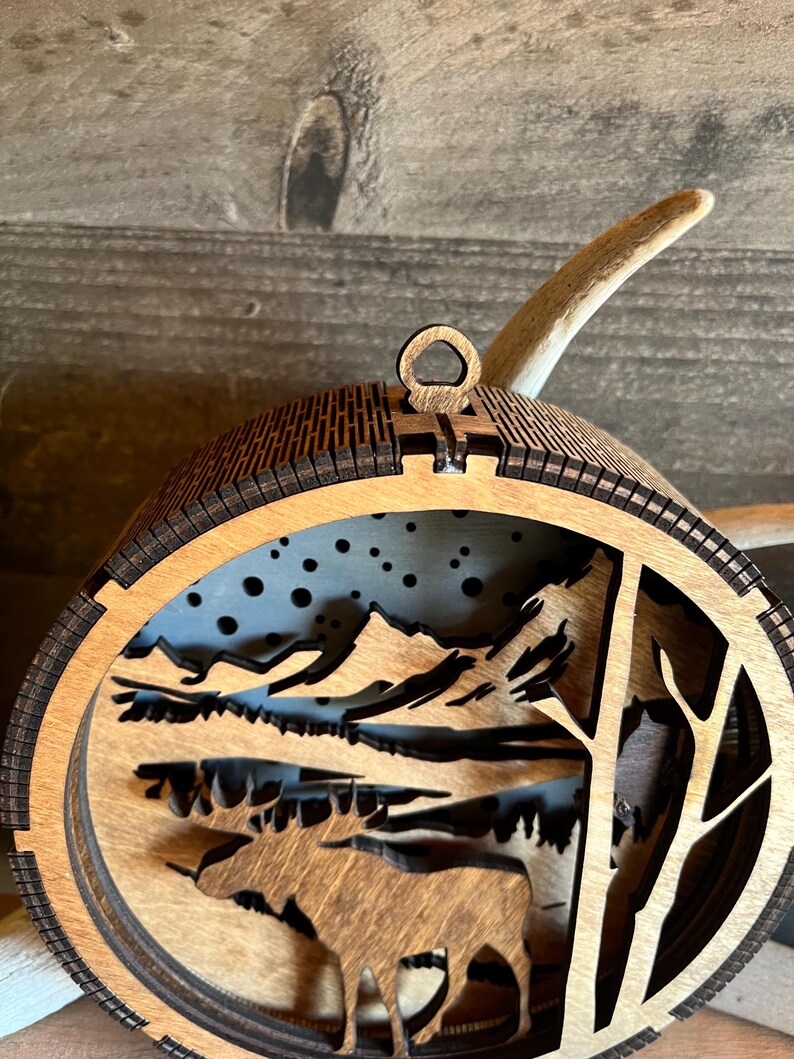 Rustic Moose Ornament with LED Lights - Thumbnail 4