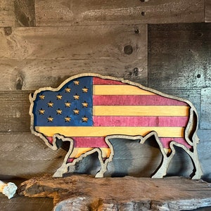 Unique Buffalo Flag Layer Handmade Gift Decor