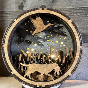 Lighted Duck Dog Ornament | Christmas Hunting Decor for Man Cave | Unique Gifts for Hunters
