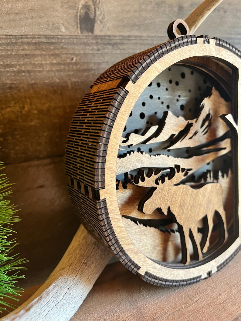 Rustic Moose Ornament with LED Lights - Thumbnail 5