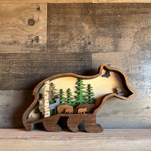 Cub Bear Mancave Gift Unique Handmade Wooden Decor Ornament