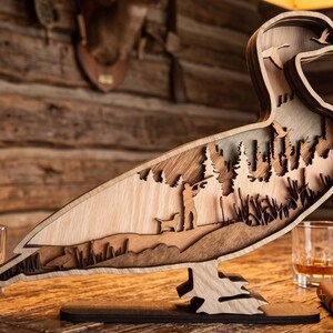 Layered Wood Waterfowl Hunting Gift 1 Dog| Rustic Mancave Wall Art, Hunter Dog Decor image 5