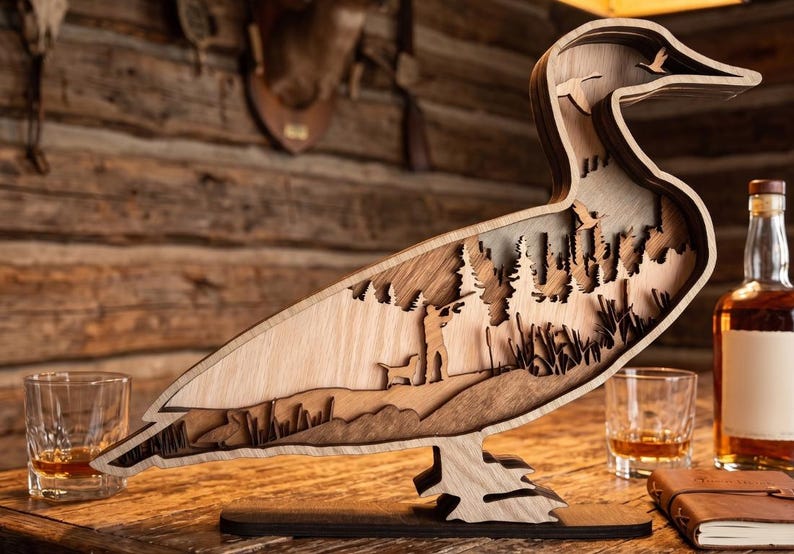 Layered Wood Waterfowl Hunting Gift 1 Dog| Rustic Mancave Wall Art, Hunter Dog Decor image 5