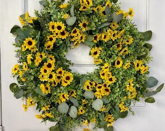 Everyday Door Decor, Black Eyed Susan Greenery Wreath