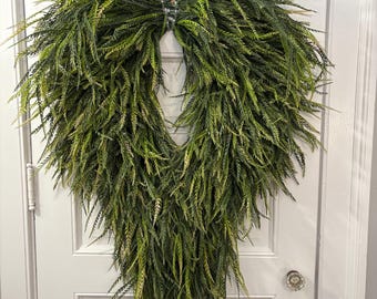 Oversized Saw Grass Wreath | Cascading Greenery Statement Wreath | Elegant Year-Round Neutral Decor | Modern Farmhouse or Cottage Style