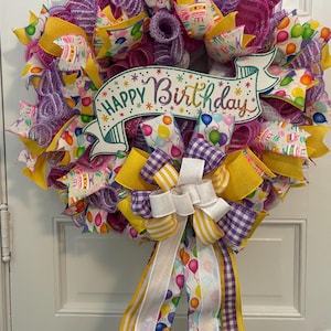 Happy Birthday Mesh Wreath, Birthday Decor, Birthday wreath