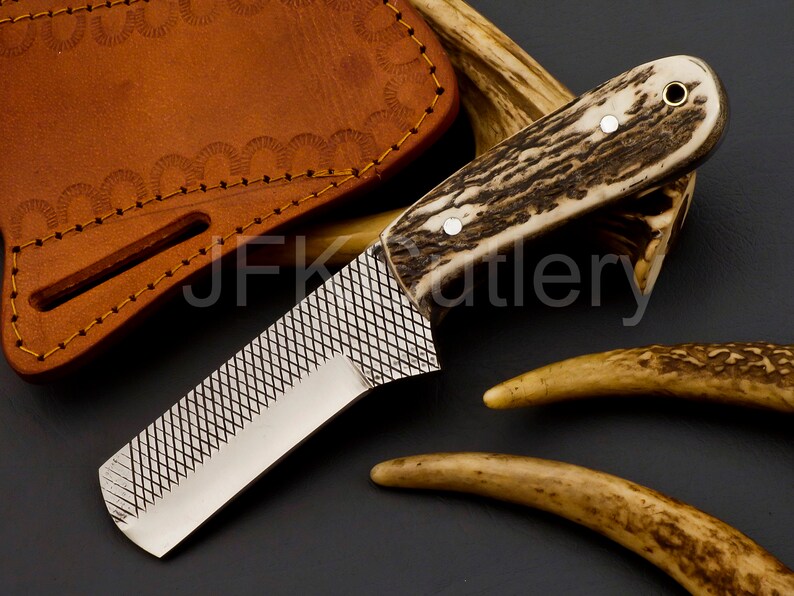 Excellent Cowboy Farrier Rasp Stag/antler Handled Bull Cutter Pan Cake