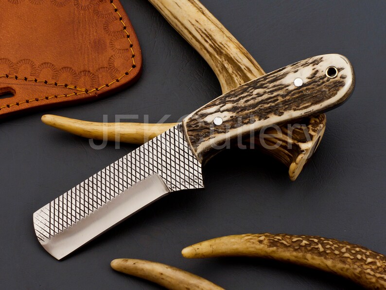 Excellent Cowboy Farrier Rasp Stag/antler Handled Bull Cutter Pan Cake