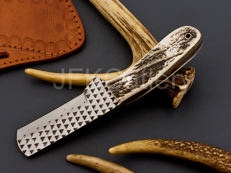 Excellent Cowboy Farrier Rasp Stag/antler Handled Bull Cutter Pan Cake