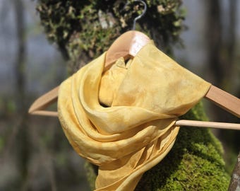 Mushroom Dyed Silk Scarf/ UV Responsive