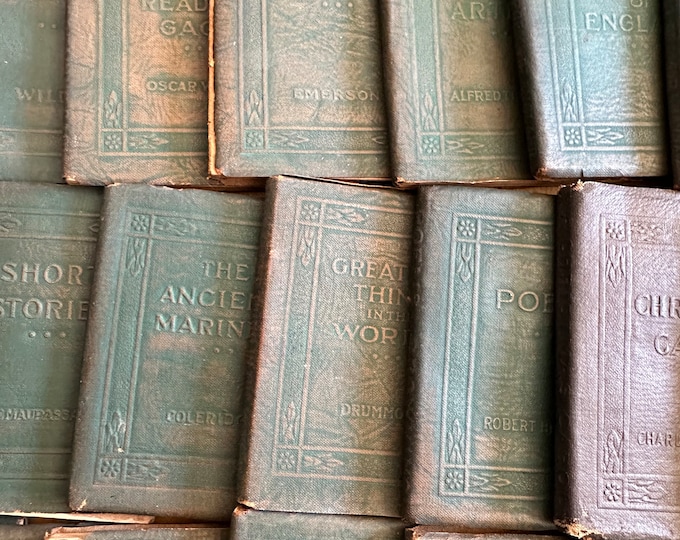 Antique Little Leather Library 1920's mini classic books