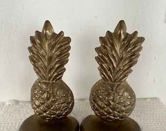 Vintage brass pineapple bookends