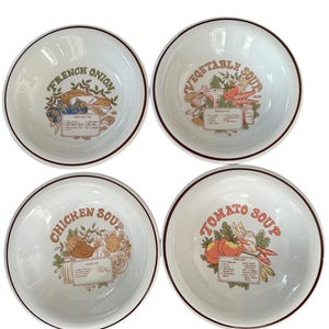 vintage recipe soup bowls set of 4