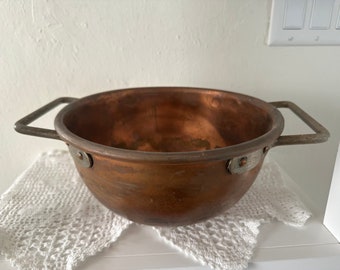 antique heavy copper chocolate cauldron pot